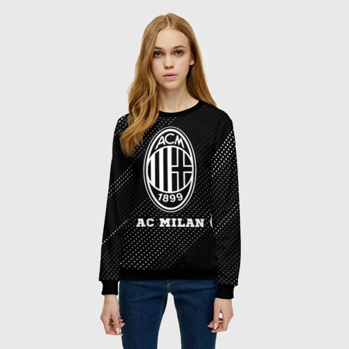 Женский свитшот 3D AC Milan sport на темном фоне, цвет 3D печать - фото 3