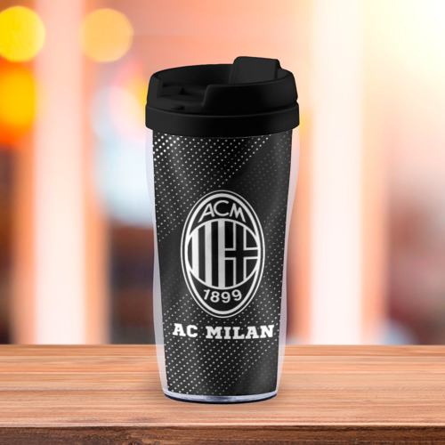 Термокружка-непроливайка AC Milan sport на темном фоне - фото 3