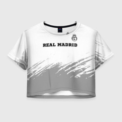 Женская футболка Crop-top 3D Real Madrid sport на светлом фоне посередине