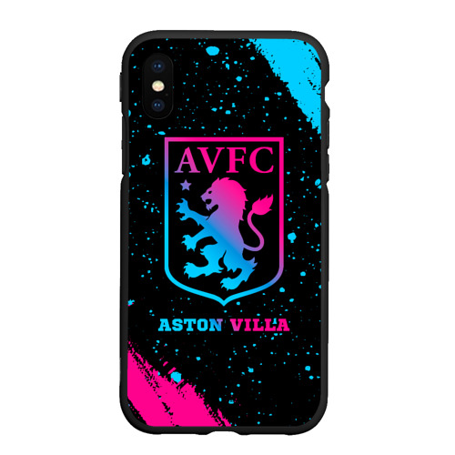 Чехол для iPhone XS Max матовый Aston Villa - neon gradient