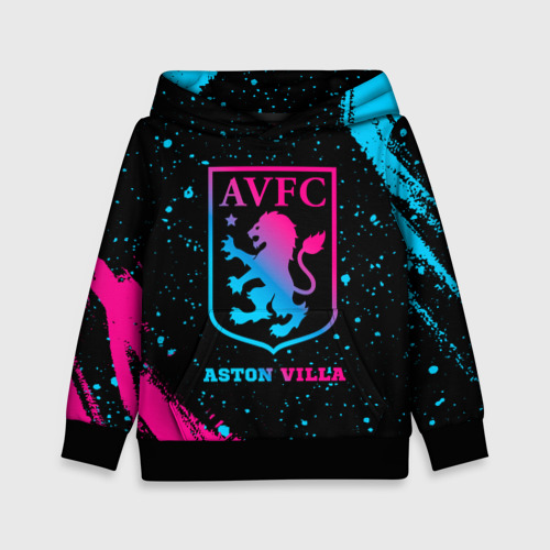 Детская толстовка 3D Aston Villa - neon gradient, цвет черный