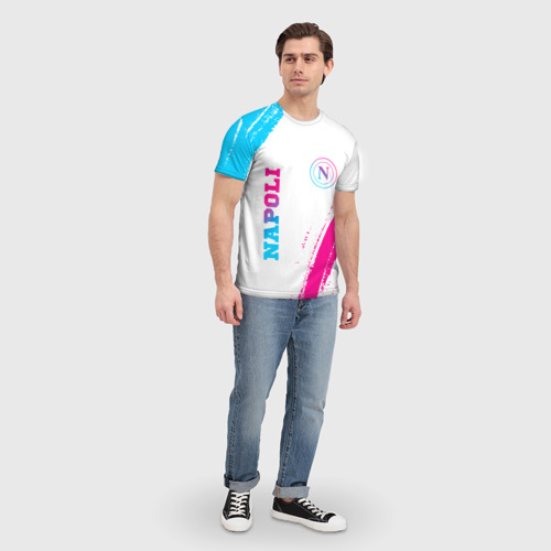 Мужская футболка 3D Napoli neon gradient style вертикально, цвет 3D печать - фото 5