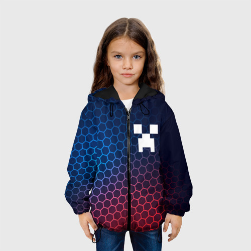 Детская куртка 3D Minecraft неоновые соты, цвет черный - фото 4