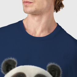 Футболка с принтом Крутая панда cool для мужчины, вид на модели спереди №4. Цвет основы: темно-синий