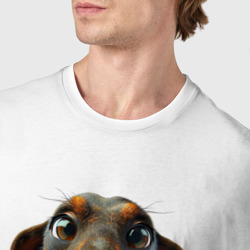 Футболка с принтом Такса любовь к собаке для мужчины, вид на модели спереди №4. Цвет основы: белый