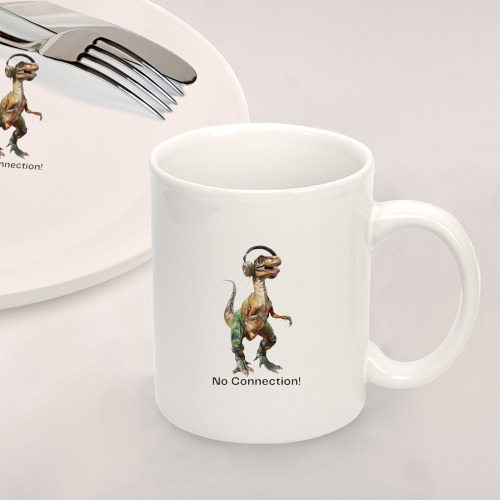 Набор: тарелка + кружка Стильный динозавр с наушниками - no connection - фото 2