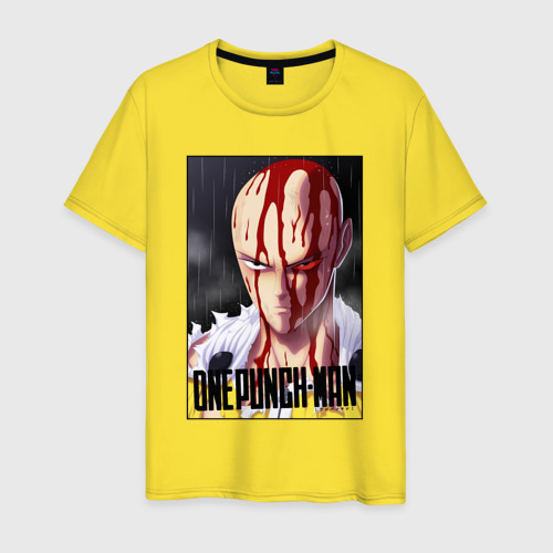 Мужская футболка хлопок Saitama blood , цвет желтый