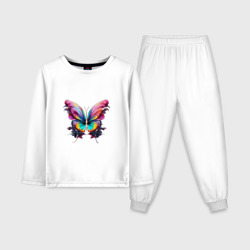 Арт яркая бабочка  – Детская пижама с лонгсливом хлопок с принтом купить