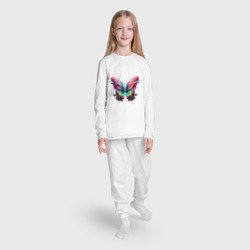 Пижама с принтом Арт яркая бабочка для ребенка, вид на модели спереди №3. Цвет основы: белый