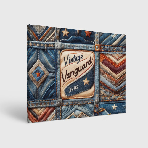 Холст прямоугольный Vintage vanguard jeans - patchwork, цвет 3D печать