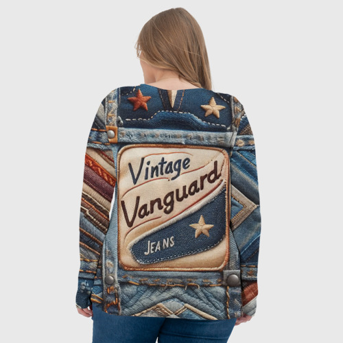 Женский лонгслив 3D Vintage vanguard jeans - patchwork, цвет 3D печать - фото 7