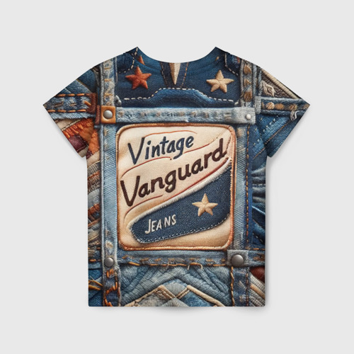 Детская футболка 3D Vintage vanguard jeans - patchwork, цвет 3D печать - фото 2