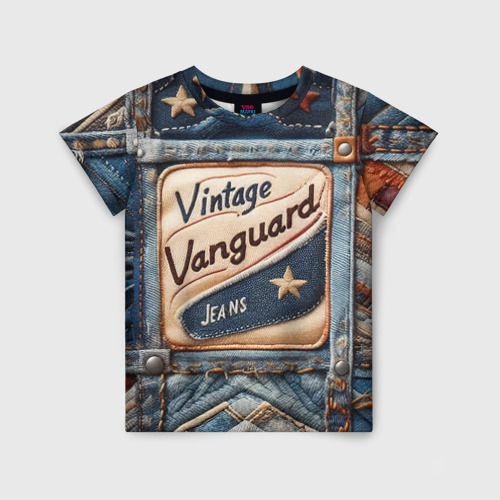 Детская футболка 3D Vintage vanguard jeans - patchwork, цвет 3D печать