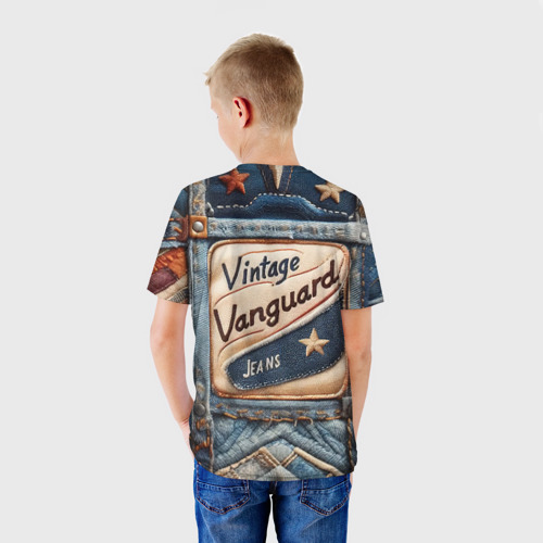 Детская футболка 3D Vintage vanguard jeans - patchwork, цвет 3D печать - фото 4
