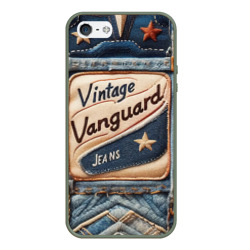 Чехол для iPhone 5/5S матовый Vintage vanguard jeans - patchwork