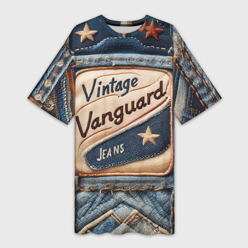 Платье-футболка 3D Vintage vanguard jeans - patchwork, цвет 3D печать