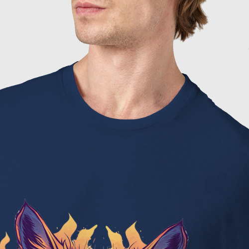 Мужская футболка хлопок Fox's Fiery Head, цвет темно-синий - фото 6