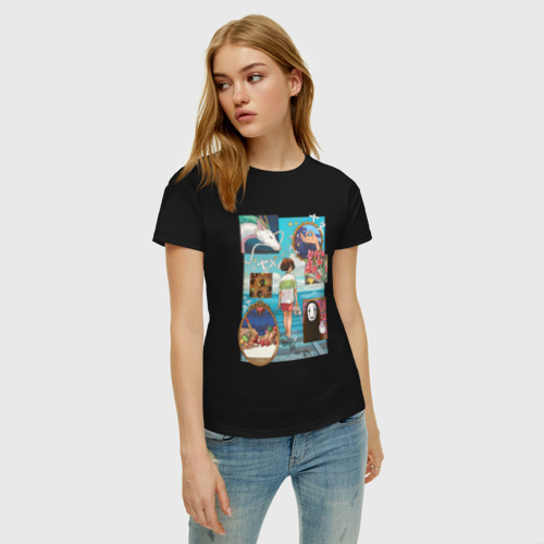 Женская футболка хлопок с принтом Экспозиция - Унесенные призраками, фото на моделе #1