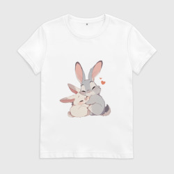 Женская футболка хлопок Зайки обнимайки