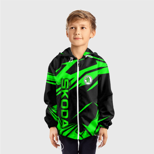 Детская ветровка 3D Skoda - green uniform, цвет белый - фото 3