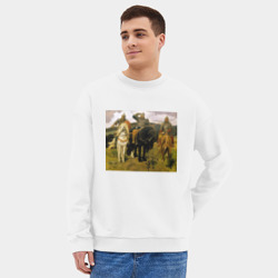 Мужской свитшот oversize без начеса хлопок Три богатыря Васнецов - фото 2