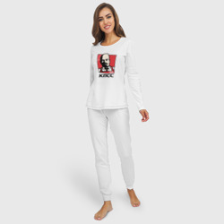 Пижама с принтом Владимир Ленин революционер для женщины, вид на модели спереди №2. Цвет основы: белый
