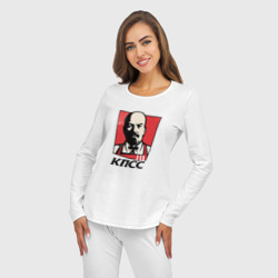 Пижама с принтом Владимир Ленин революционер для женщины, вид на модели спереди №3. Цвет основы: белый