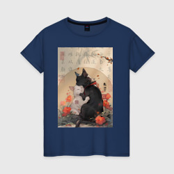 Женская футболка хлопок Коты в японском стиле