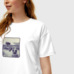 Женская футболка хлопок Oversize Испуганная такса и ядерный гриб - фото 2