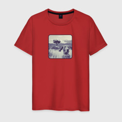 Мужская футболка хлопок Испуганная такса и ядерный гриб