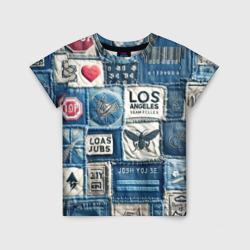 Детская футболка 3D Лос Анджелес на джинсах-пэчворк