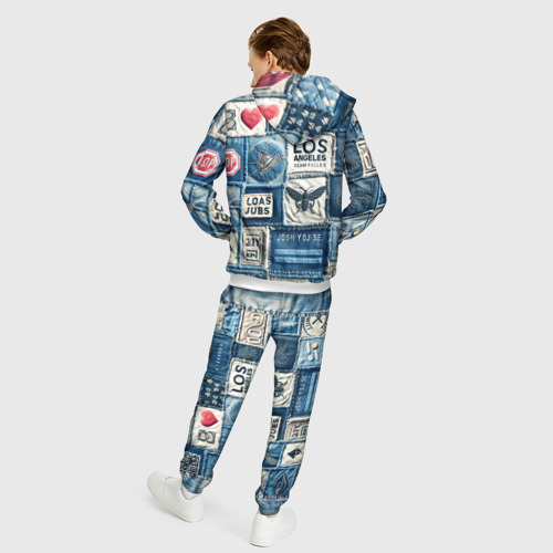 Мужской 3D костюм с принтом Лос Анджелес на джинсах-пэчворк, вид сзади #2