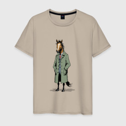 Конь в зеленом пальто – Мужская футболка хлопок с принтом купить со скидкой в -20%