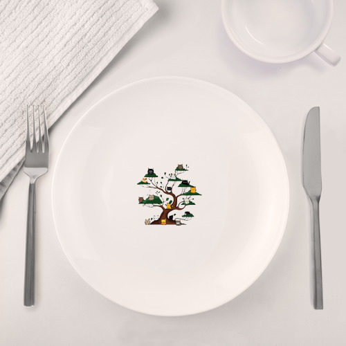 Набор: тарелка + кружка Кошки батошки на дереве - фото 4