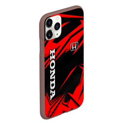 Чехол для iPhone 11 Pro Max матовый Honda - Красная спортивная абстракция   - фото 2