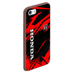 Чехол для iPhone 5/5S матовый Honda - Красная спортивная абстракция   - фото 2