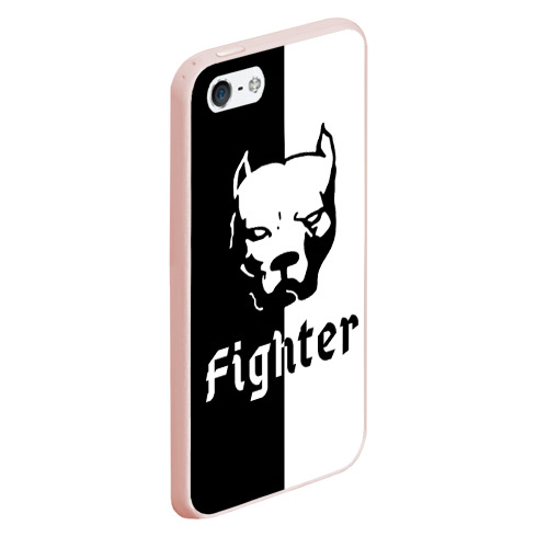 Чехол для iPhone 5/5S матовый Pitbull fighter, цвет светло-розовый - фото 3
