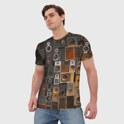 Мужская футболка 3D Винтажные колонки  - фото 2