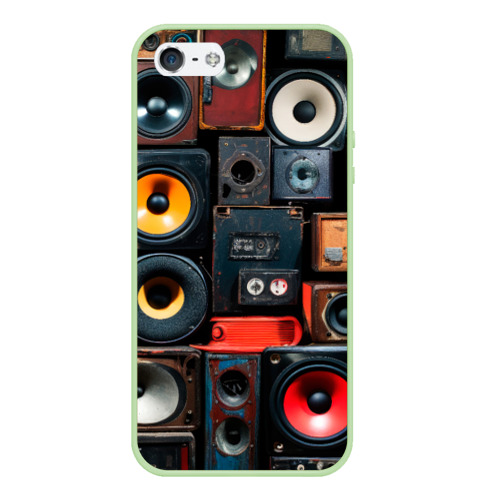 Чехол для iPhone 5/5S матовый Audio speaker, цвет салатовый