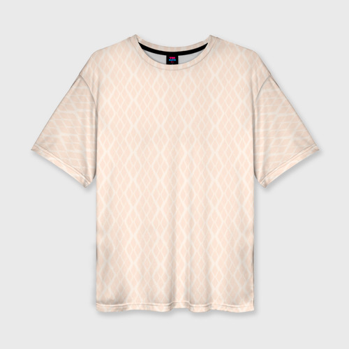 Женская футболка оверсайз с принтом Полосы узоры светло-бежевый, вид спереди №1