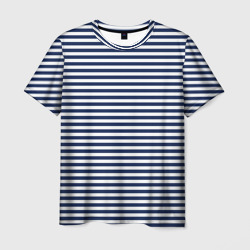 Белый в тёмно-синюю полоску – Мужская футболка 3D с принтом купить со скидкой в -26%