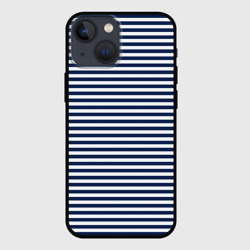 Чехол для iPhone 13 mini Белый в тёмно-синюю полоску