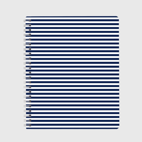Тетрадь с принтом Белый в тёмно-синюю полоску, вид спереди №1