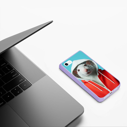 Чехол для iPhone 5/5S матовый Крыс в балахоне , цвет светло-сиреневый - фото 5