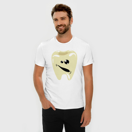 Мужская футболка хлопок Slim Милый зубик, цвет белый - фото 3