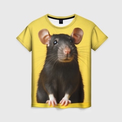 Крыса черная  – Женская футболка 3D с принтом купить со скидкой в -26%