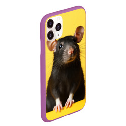 Чехол для iPhone 11 Pro Max матовый Крыса черная  - фото 2