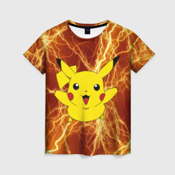 Женская футболка 3D Pikachu yellow lightning