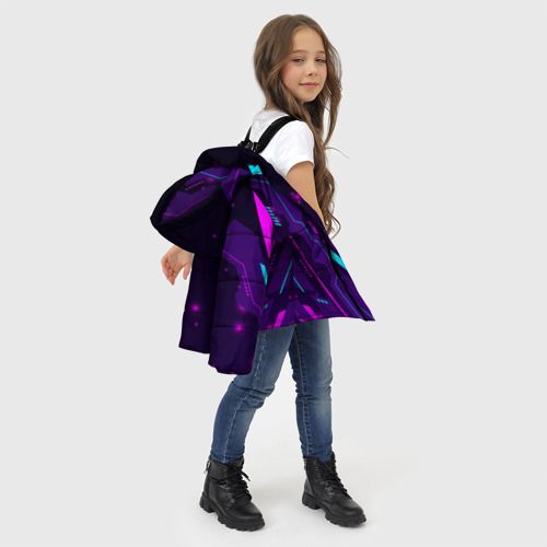 Зимняя куртка для девочек 3D с принтом Valorant neon gaming, фото #4