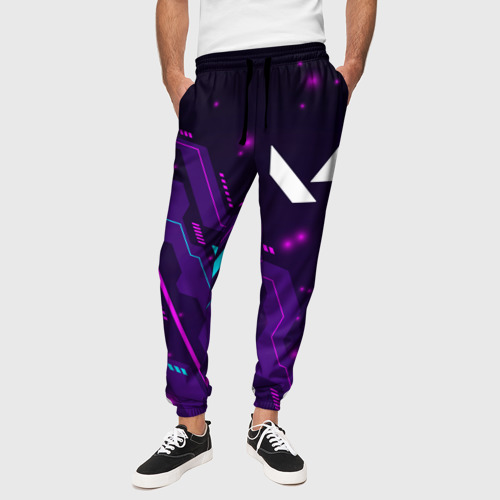 Мужские брюки 3D Valorant neon gaming, цвет 3D печать - фото 4
